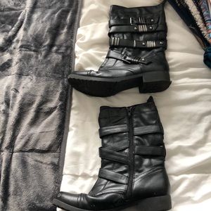Black studded combat boots